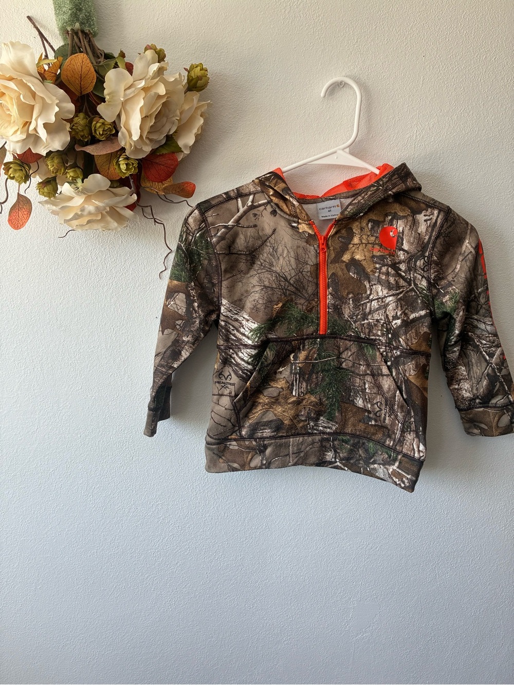 Carhartt Kids Realtree Camo Hoodie with Orange Trim